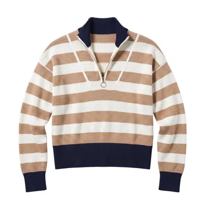 Brodie Women's Mesh Stripe Half Zip - Brown