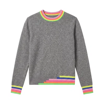 Brodie Women's Multi Coloured Trim Crew - Grey In Gray