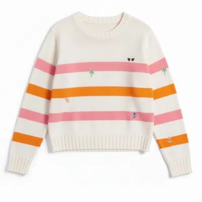 Brodie Women's Neutrals Beach Embroidery Cashmere Crew Neck Jumper In Multi