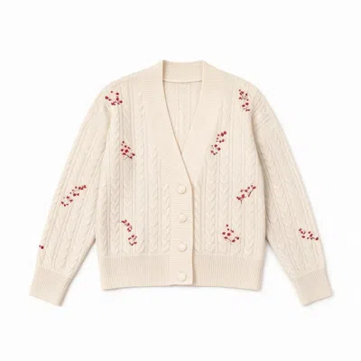 Brodie Women's Neutrals Flower Cable Cardi - Lace
