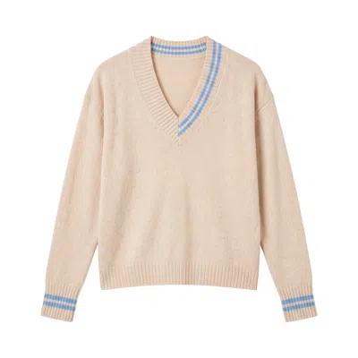 Brodie Women's Neutrals J'adore La Mer V Neck Cashmere Jumper