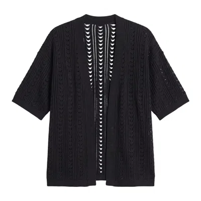 Brodie Women's Open Stitch Kimono - Black