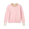 Brodie Women's Pink Summer Colourblock Cashmere Crew In Pink