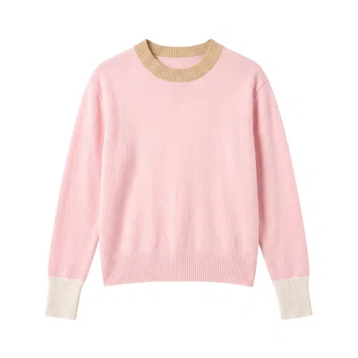 Brodie Women's Pink Summer Colourblock Cashmere Crew