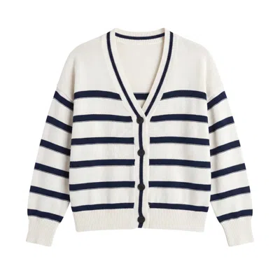 Brodie Women's Reverse Stripe Cardigan - White In Multi