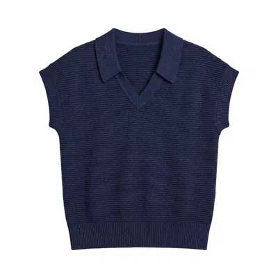 Brodie Women's Rippled V Neck Vest - Blue