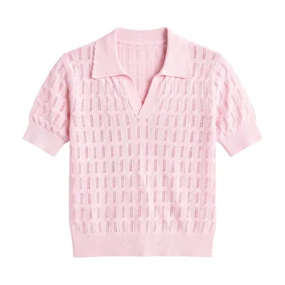 Brodie Women's Rose Gold Scallop Trim Pretty Polo - Pink