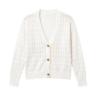 Brodie Women's Scallop Trim Pretty Cardi - White