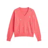 Brodie Women's Sea Embroidery Cashmere V Neck Jumper - Pink In Pink