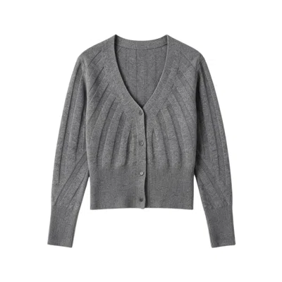 Brodie Women's Slim Fit Rib Cardi - Shadow Grey