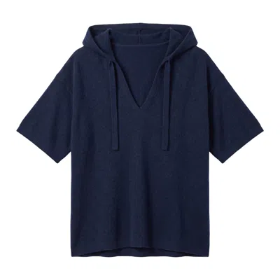 Brodie Women's Solid Aura Hooded Cashmere Tee - Blue