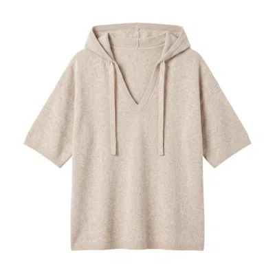 Brodie Women's Solid Aura Hooded Cashmere Tee - Neutrals