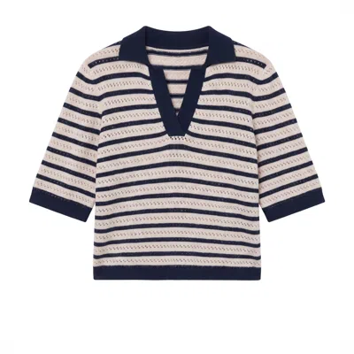 Brodie Women's Suzie Stitch Cashmere Polo Tee - Blue