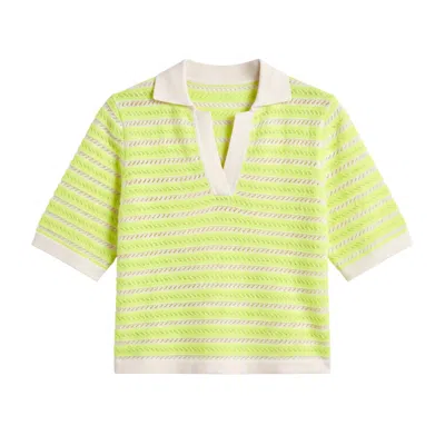 Brodie Women's Suzie Stitch Cashmere Polo Tee - Yellow In Green