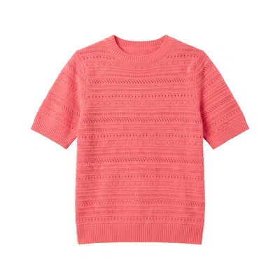 Brodie Women's Textured Taylor Cashmere Tee - Pink