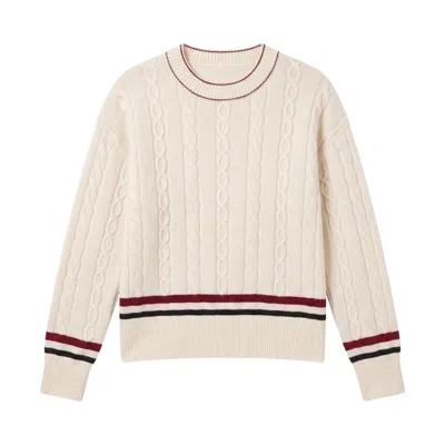 Brodie Women's Varsity Cable Crew - Organic White In Neutral