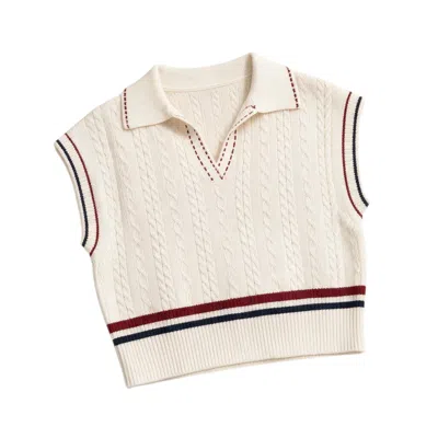 Brodie Women's White Varsity Cable Tank
