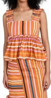 Brøgger Printed Dawn Top In Multi Stripe In Multi