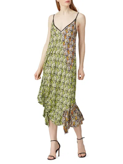 Brøgger Women's Joyce Floral Asymmetric Midi Slip Dress In Green