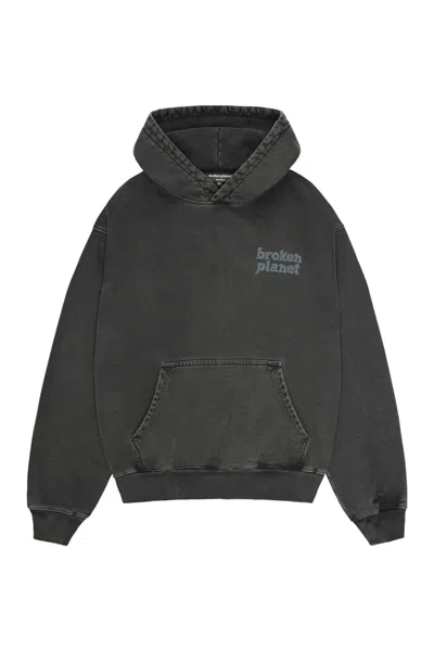 Pre-owned Broken Planet Basics Hoodie In Washed Soot Black