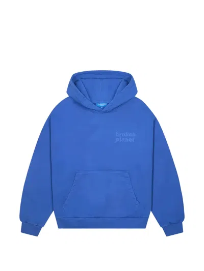 Broken Planet Basics Logo-print Hoodie In Blue