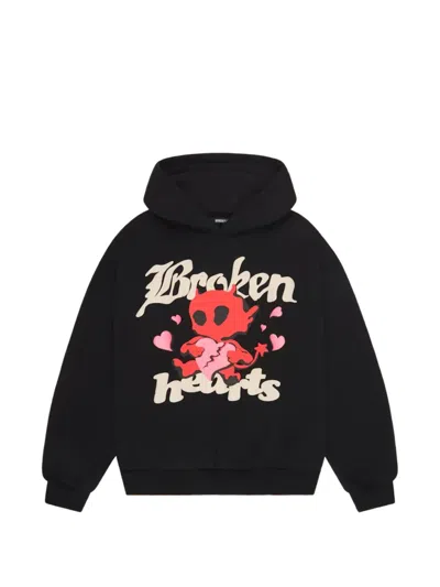 Broken Planet Broken Hearts Graphic-print Hoodie In Black