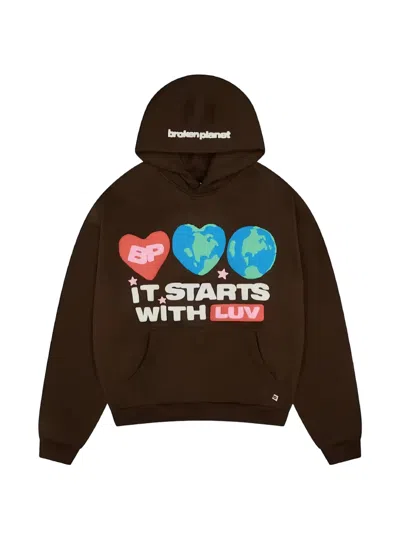 Broken Planet Kangaroo-pocket Hoodie In Brown