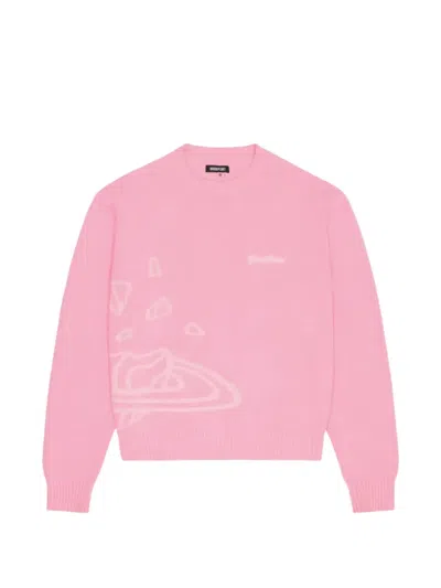 Broken Planet Logo-embroidered Intarsia-knit Sweater In Pink