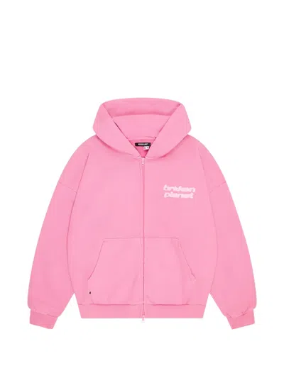 Broken Planet Logo-print Zip-up Hoodie In Pink