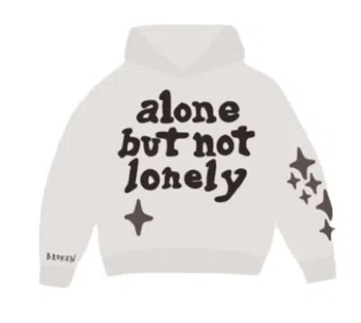 Pre-owned Broken Planet Men's  Alone But Not Lonely Hoodie In White