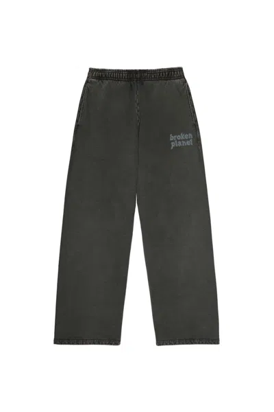 Pre-owned Broken Planet Men's  Basics Wide Leg Sweatpants In Washed Soot Black