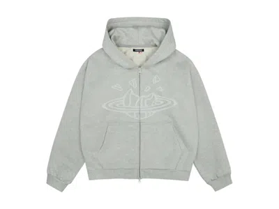 Pre-owned Broken Planet Men's   Zip Up Hoodie In Ash Heather Grey
