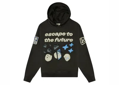 Pre-owned Broken Planet Men's  Escape To The Future Hoodie In Soot Black