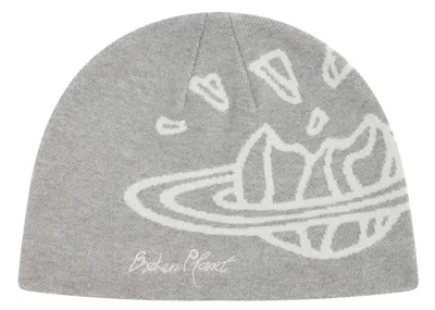 Pre-owned Broken Planet Men's  Logo Nylon Beanie In Heather Grey