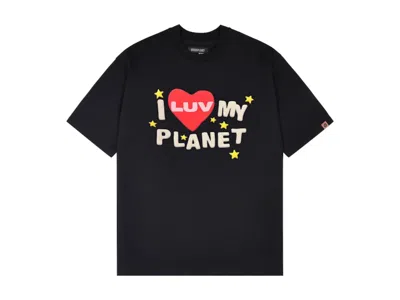Pre-owned Broken Planet Men's  Luv My Planet T-shirt In Midnight Black