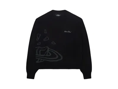 Pre-owned Broken Planet Men's  Market Knit Sweater In Midnight Black