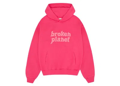 Pre-owned Broken Planet Men's  Monochrome Hoodie In Fuchsia Pink