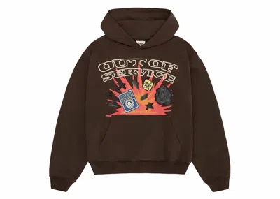 Pre-owned Broken Planet Men's  Out Of Service Hoodie In Brown