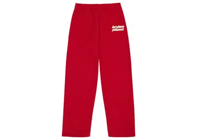 Pre-owned Broken Planet Men's  Straight Leg Sweatpants In Ruby Red