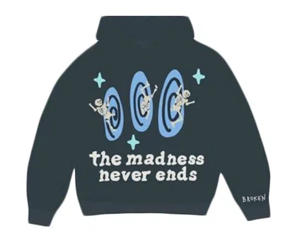 Pre-owned Broken Planet Men's  The Madness Never Ends Hoodie In Navy Blue