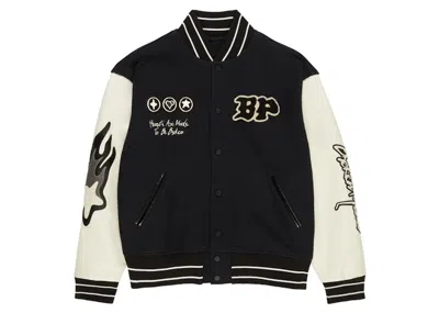 Pre-owned Broken Planet Men's  Varsity Jacket In Black/white