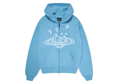 Pre-owned Broken Planet Men's  Zipup Hoodie In Light Blue