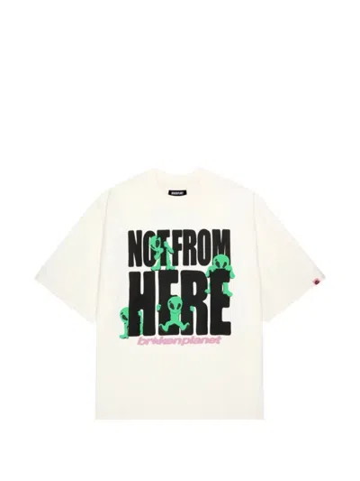 Broken Planet Not From Here Graphic-print Oversized T-shirt In White