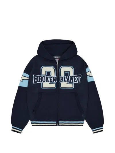 Broken Planet Varsity Zip-up Hoodie In Blue