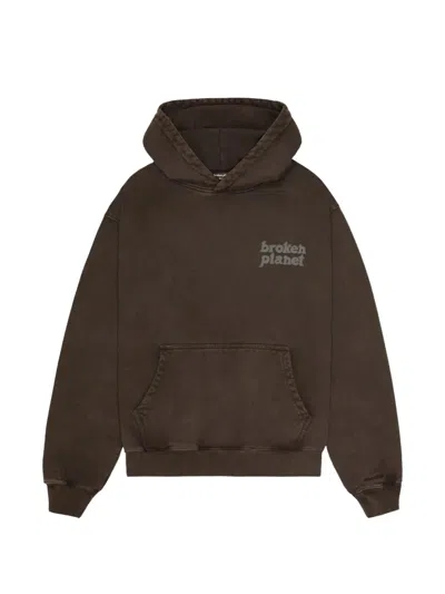 Broken Planet Washed-effect Hoodie In Brown