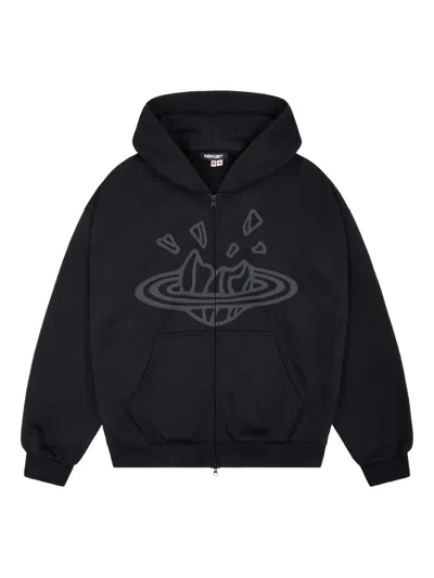 Broken Planet Zip-up Graphic Hoodie In Brown