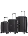 Bronco Polo Sky 3pc Expandable Luggage Set In Black