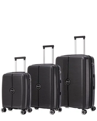 Bronco Polo Sky 3pc Expandable Luggage Set In Black