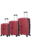 Bronco Polo Sky 3pc Expandable Luggage Set In Red