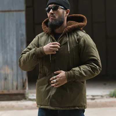 Pre-owned Bronson B-9 Down Parka Usaaf Heavy Duty Flight Jackets Military Coat Fur Collar In Green